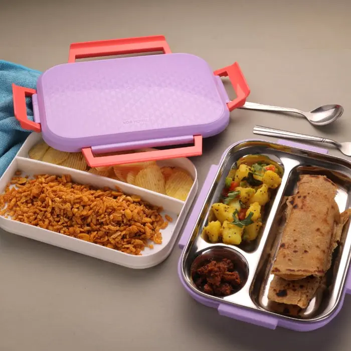 Premium Multi-Compartment Steel Lunch Box For Office, School & Travel