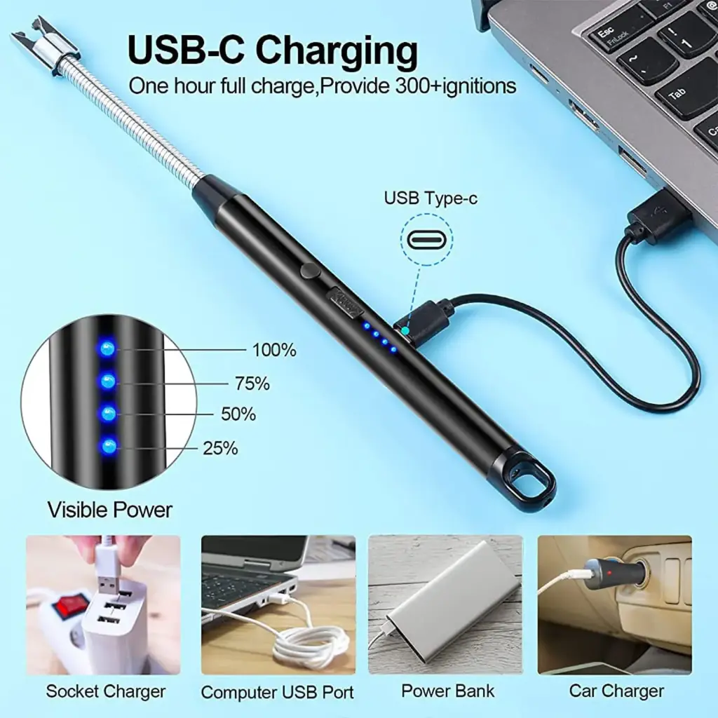 LIGHTER LONG FLEXIBLE ELECTRIC ARC USB RECHARGEABLE WINDPROOF FLAMELESS ELECTRONIC SMOKING PLASMA LIGHTERS