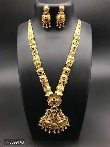 Golden Brass Designer Necklace Set